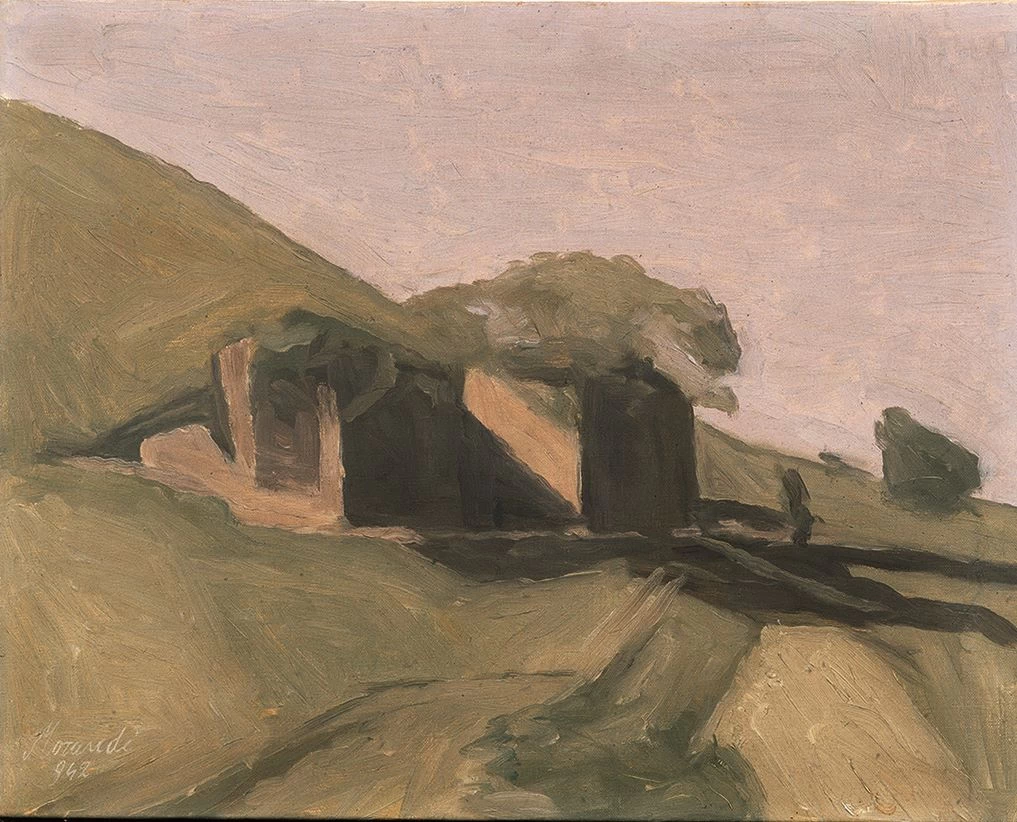 Paesaggio grigio con strada - Palazzo Pellegrini a S. Cecila, Verona